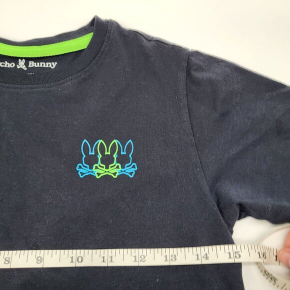 Psycho Bunny Graphic T Shirt Kids SZ 10/12 Medium Black Neon - Picture 5 of 8